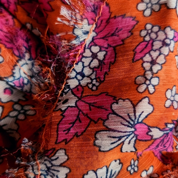 New Free People Floral Ruffle Blouse - Pink and Orange - Picture 11 of 12